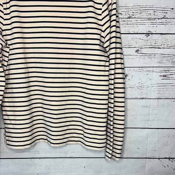 J. Crew Black and Cream Striped Long Sleeve Tee - Picture 3 of 6